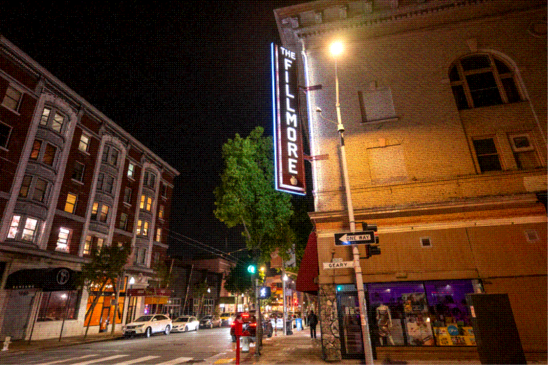 A Brick + Timber building on a corner of Fillmore Street, San Francisco
