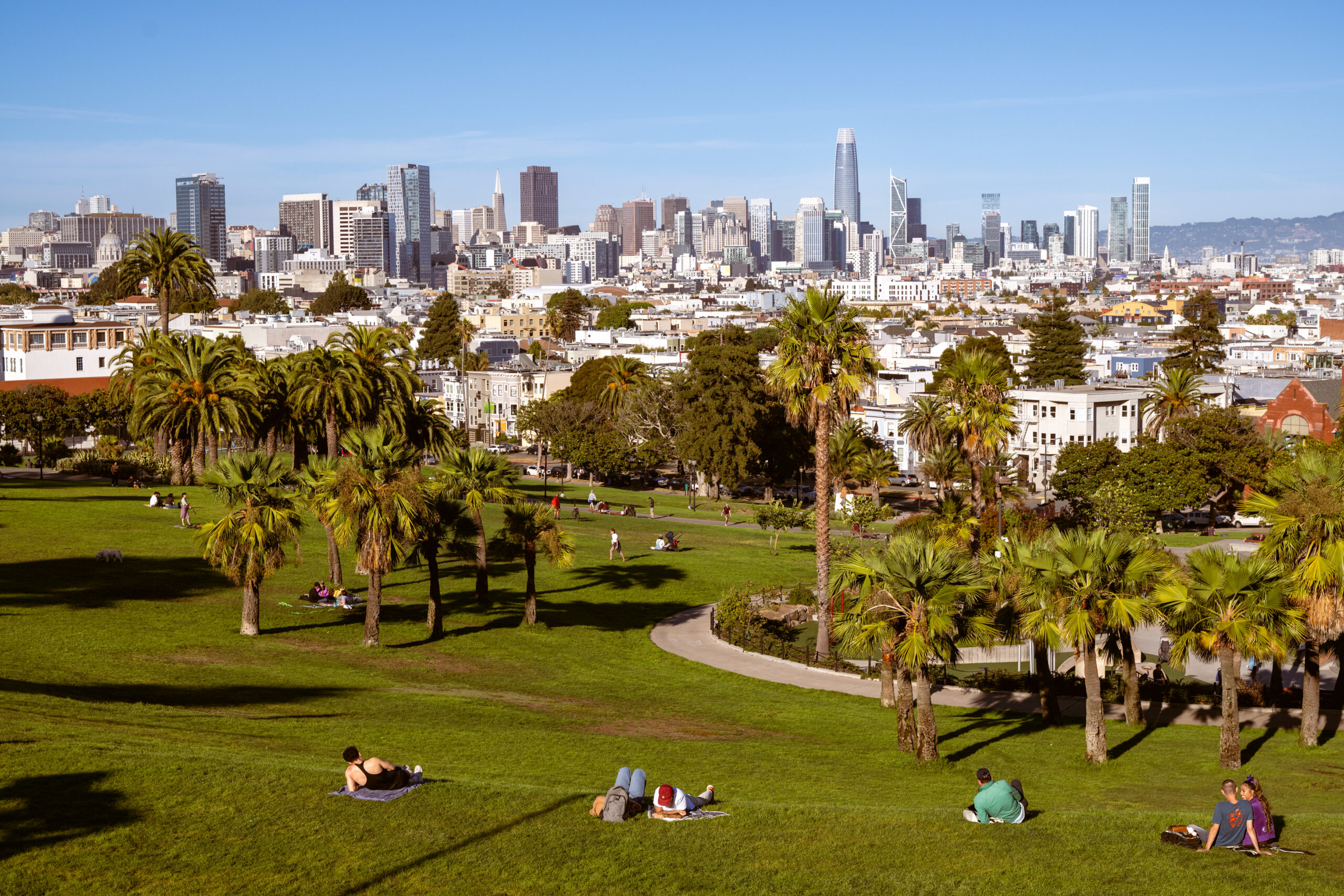 Mission Dolores Park on a clear afternoon