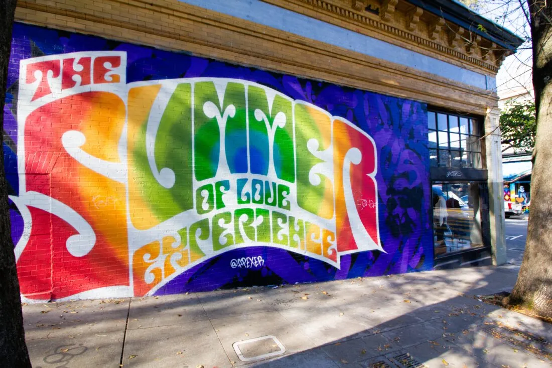 Summer of Love mural in Haight-Ashbury San Francisco.