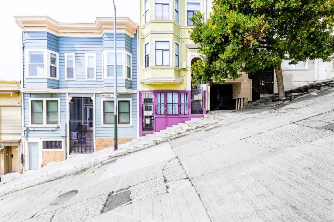 Steep residential street with classic San Francisco houses
